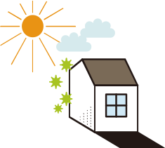 太陽と家のイラスト